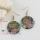 round butterfly filigree rainbow abalone shell dangle earrings