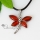dragonfly semi precious stone jade agate pendants leather necklacesjewelry