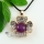 four clover round rose quartz amethyst jade agate tigereye semi precious stone rhinestone necklaces pendants