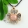 four clover round rose quartz amethyst jade agate tigereye semi precious stone rhinestone necklaces pendants