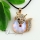 fox oval rose quartz amethyst glass opal jade agate semi precious stone rhinestone necklaces pendants