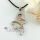 heart penguin oyster shell rhinestone mother of pearl pendant necklace