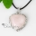 heart semi precious stone glass opal turquoise rose quartz jade necklaces pendants
