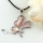 heart white pink rainbow abalone sea shell mother of pearl rhinestone pendant necklace