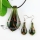 leaf glitter lampwork murano italian venetian handmade glass pendants and earrings jewelry sets