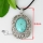 oval openwork semi precious stone turquoise jade amethyst rose quartz necklaces pendants