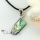 oval teardrop rainbow abalone sea shell rhinestone mother of pearl pendant necklace