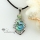 oval teardrop rainbow abalone sea shell rhinestone mother of pearl pendant necklace