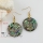 round flower filigree rainbow abalone shell dangle earrings
