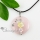 round flower jade rose quartz turquoise semi precious stone necklaces pendants