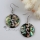 round patchwork seawater rainbow abalone shell mother of pearl dangle earrings