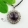 round rhinestone agate amethyst tiger's eye glass opal natural semi precious stone necklaces pendants