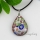 water drop millefiori glitter silver foil lampwork glass necklaces with pendants