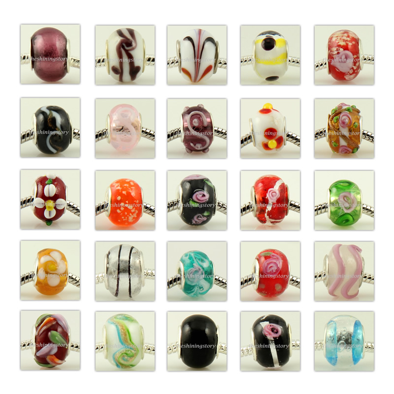 1000pc lampwork glass beads for fit charms bracelets