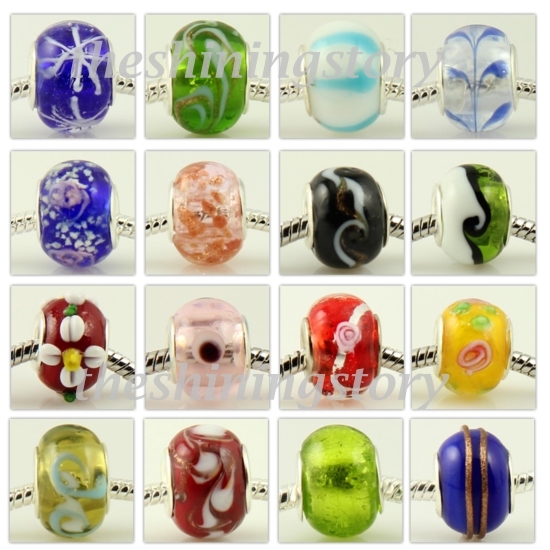 500pc murano glass big hole beads for fit charms bracelets