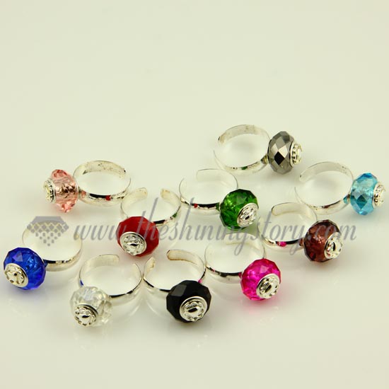 european crystal beads free size finger rings jewelry