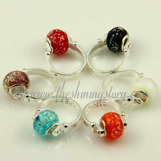 european luminous murano glass beads finger rings jewelry