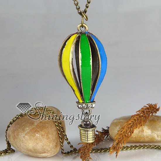 fire balloon antique long chain pendants necklaces