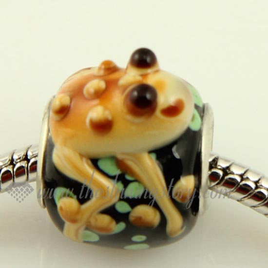 frog murano glass large hole beads for fit charms bracelets