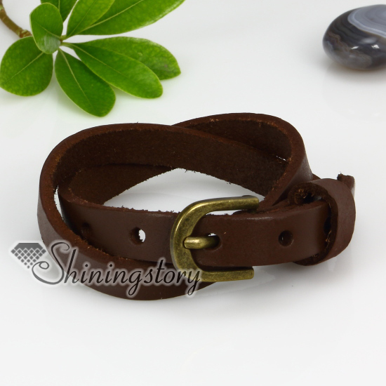 genuine leather two layer double layer snap wrap bracelets