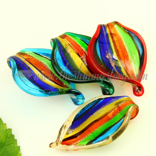 leaf lines lampwork murano glass necklaces pendants jewelry