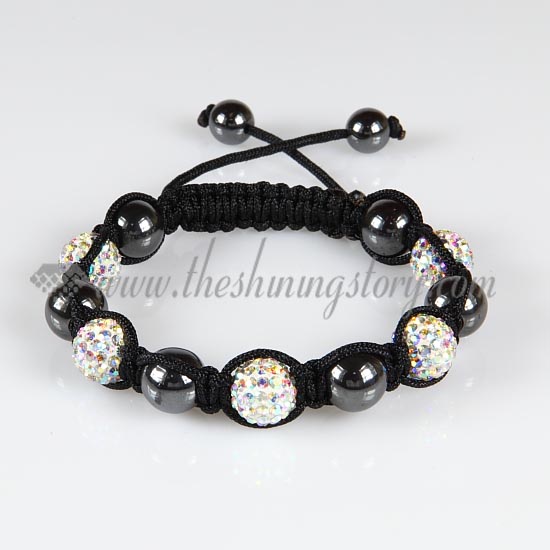 macrame disco ball pave hematite beads armband bracelets jewelry