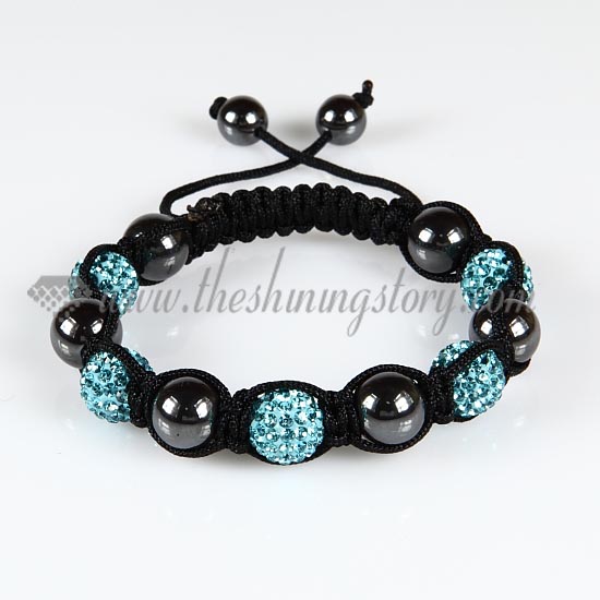 macrame rhinestone pave hematite beads armband bracelets jewelry