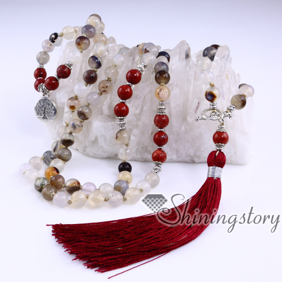 mala beads wholesale 108 buddhist prayer beads silver tree of life necklace meditation yoga jewelry crystal healing jewelry