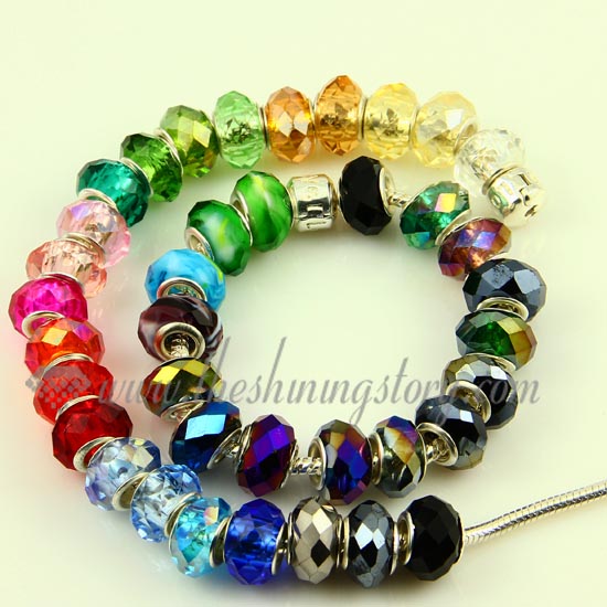 mix european crystal big hole beads for fit charms bracelets