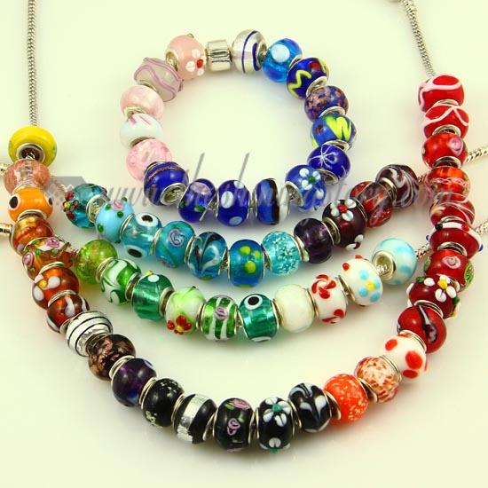 multicolour lampwork glass beads for fit charms bracelets