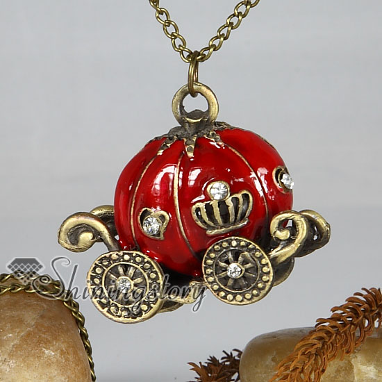 pumpkin carriage antique long chain pendants necklaces