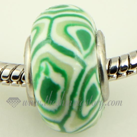 swirled polymer clay big hole beads for fit charms bracelets