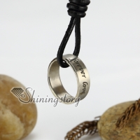 genuine leather stainless steel round letter adjustable long necklaces with ring pendant antique punk gothic styole