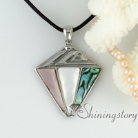 white oyster shell pink oyster shell rainbow abalone shell triangle openwork necklaces with pendants mother of pearl jewellery