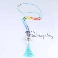 7 chakra necklace aromatherapy necklace beaded tassel necklaces diffuser necklace essential oil necklace