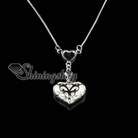 925 sterling silver filled brass openwork double heart pendants necklaces
