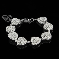925 sterling silver filled brass openwork rose heart bracelets with charms