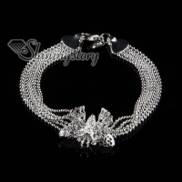 925 sterling silver filled brass tassel glitter ball openwork butterfly dangle bracelets