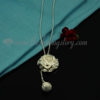 925 sterling silver plated flower pendant toggle necklaces jewelry
