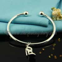 925 sterling silver plated high-heel shoe charms cuff bangles bracelets jewelry