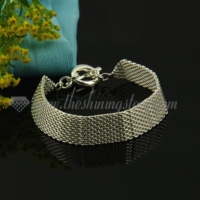 925 sterling silver plated mesh toggle bracelets jewelry