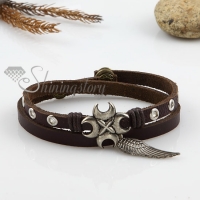 angel wings double layer with alloy genuine leather bracelets
