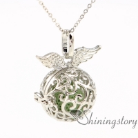 angle wings diffuser jewelry wholesale perfume jewelry aromatherapy necklaces bottle necklace diy metal volcanic stone openwork