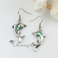 animal sea turtle dolphin patchwork seawater rainbow abalone shell mother of pearl dangle earrings