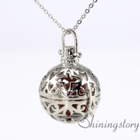 ball necklace locket scented necklace small locket essential oil pendants wholesale metal volcanic stone openwork necklaces