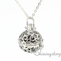 ball openwork aromatherapy necklace diffuser necklaces wholesale diffuser necklaces diffuser pendant necklaces metal volcanic stone