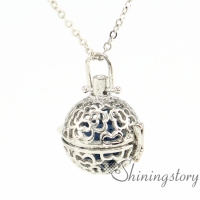 ball openwork essential oil necklace essential oil jewelry wholesale perfume jewelry aromatherapy necklace wholesale metal volcanic stone