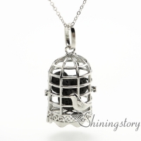 birdcage openwork essential oil jewelry aromatherapy lockets wholesale perfume jewelry essential oil necklaces lava volcanic stone metal