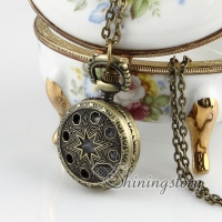 brass antique style openwork malta cross pocket watch pendant long chain necklaces