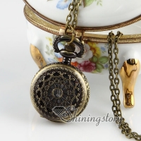 brass antique style openwork pocket watch pendant long chain necklaces